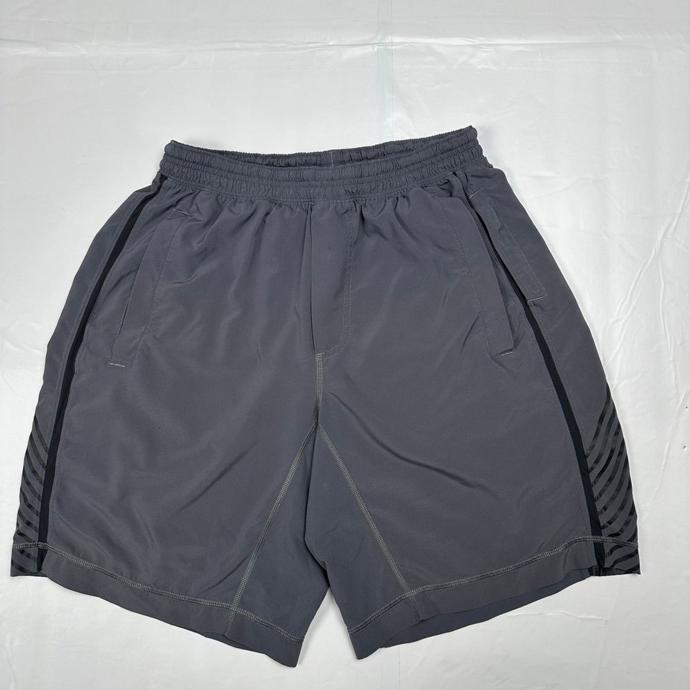 Lululemon Athletic Training Shorts Gray Stretch Gym Workout Men's size M